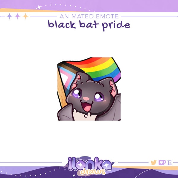 Pride flag black bat | Twitch/Discord animated emote