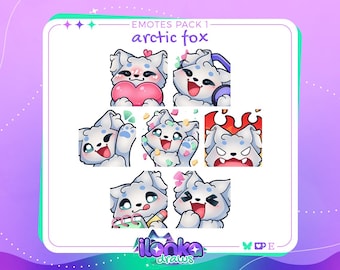 Arctic fox | Cute twitch/discord emotes pack 1 (set of 7)
