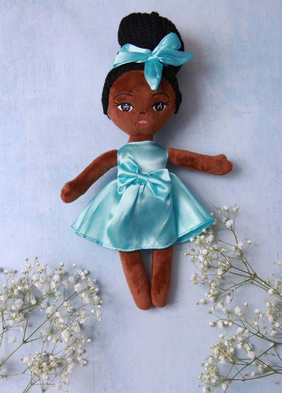 Plush girl doll, black girl doll, rag doll, soft plush doll, girls birthday gift, first doll, birthday, Christmas, black doll, UK, kids gift