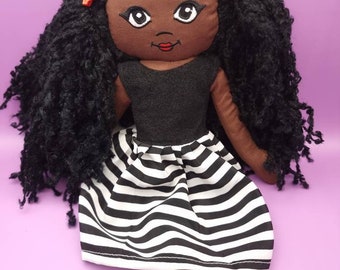 Black girl doll , Rag doll , Gifts for girls, birthday gift, keepsake doll, heirloom doll, Black doll, handmade soft doll, Soft doll, UK