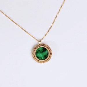 14K Gold Jadeite Pendant,Natural Green Jadeite Pendant,Gemstone Necklace,14K Gold Filled Wire Wrapped Pendant,Birthday Anniversary Gift