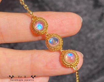 Rainbow Moonstone Bracelet. Handmade Bracelet for June Birthstone Lovers.Unique Gemstone Bracelet.Engagement Bracelet.Anniversary Gift
