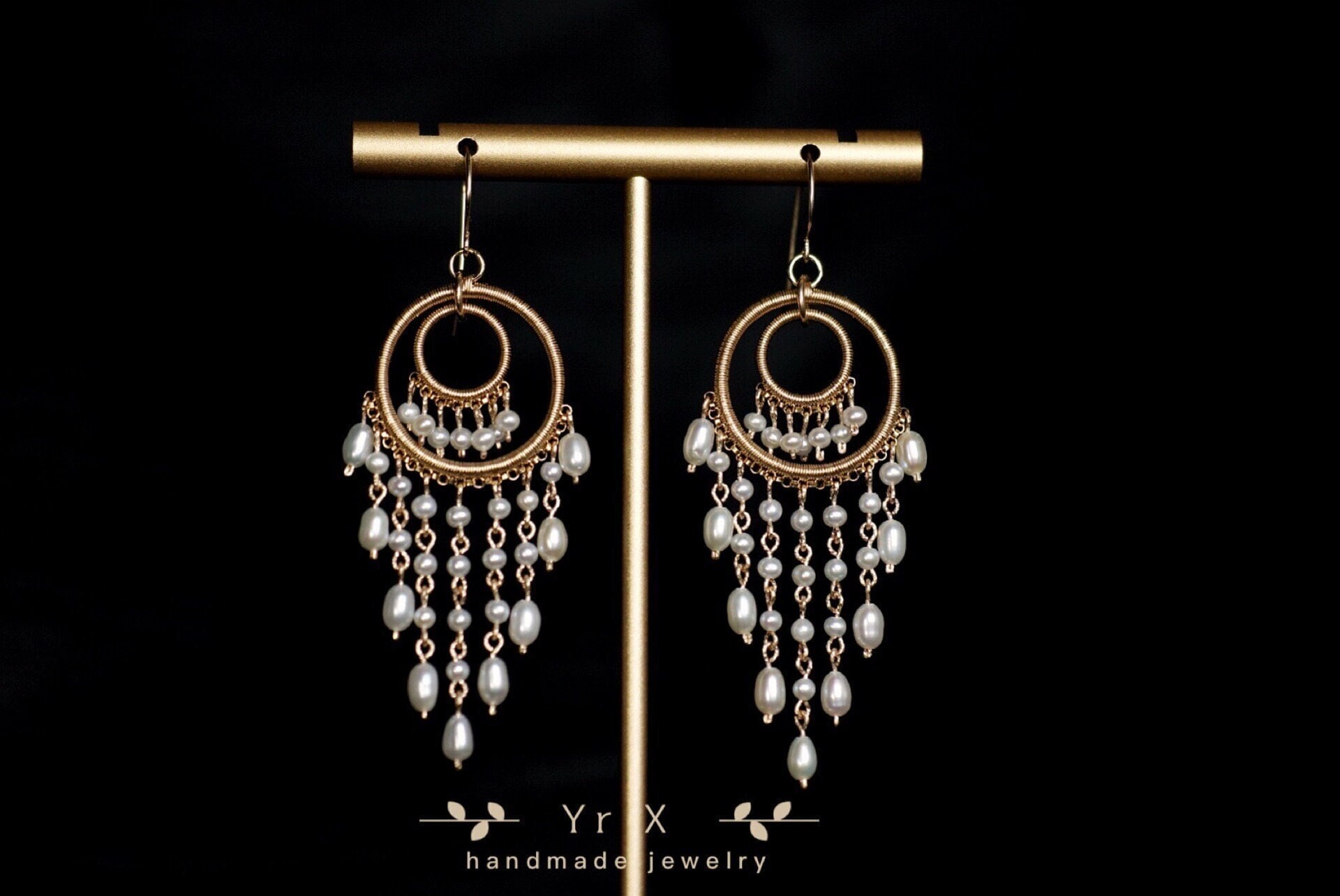 Real Pearl Chandelier Earrings,Boho Wedding Chandelier Earrings, Bridesmaid Earrings,White Freshwater Pearl Tassel Earring,Statement Wedding
