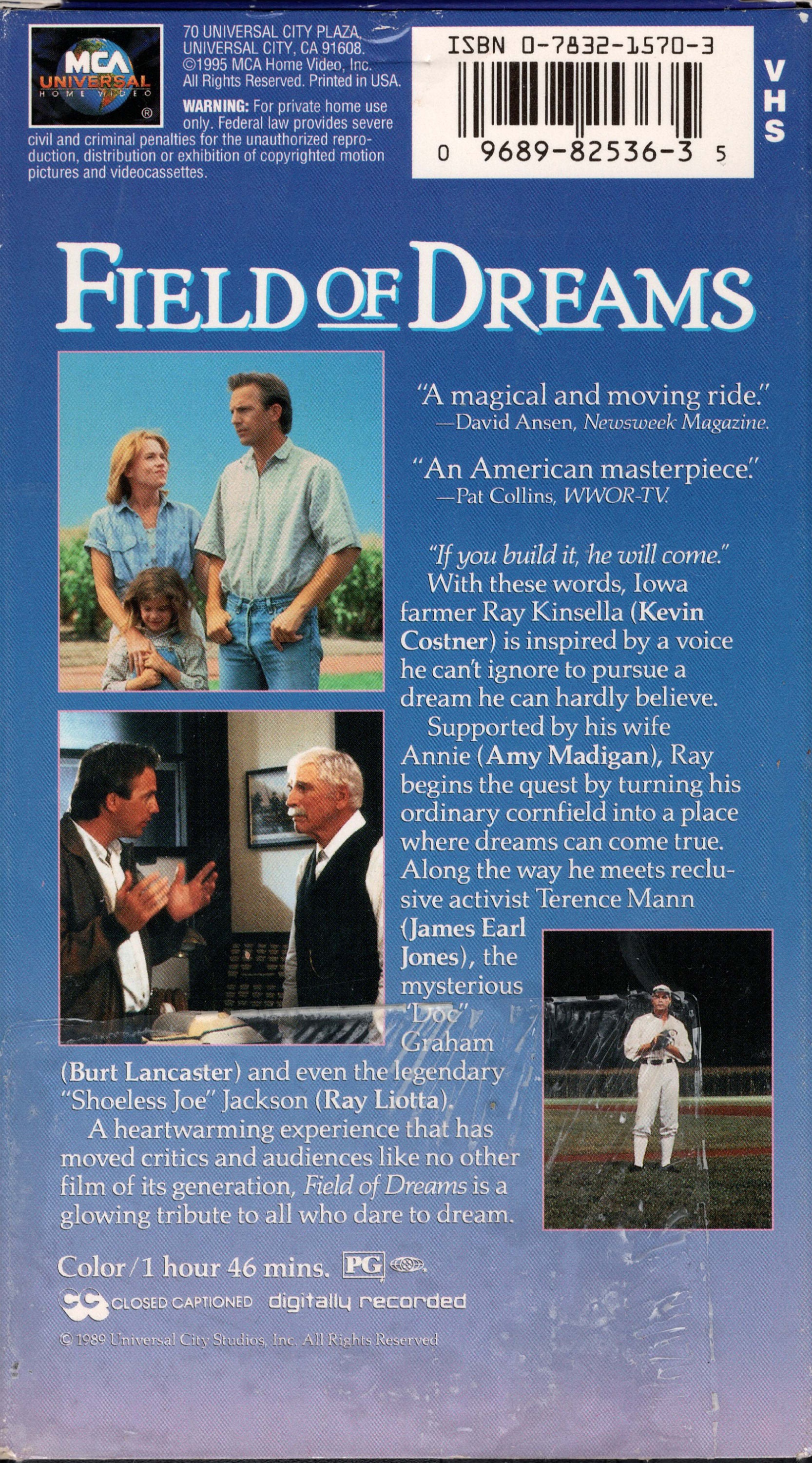 Field of Dreams VHS Universal Pictures 1989 Kevin Costner Etsy