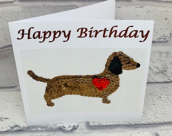 Custom Birthday Dachshund card for her, personalised sausage dog card, dachshund happy birthday card for dog, dog card for mum, for kids,
