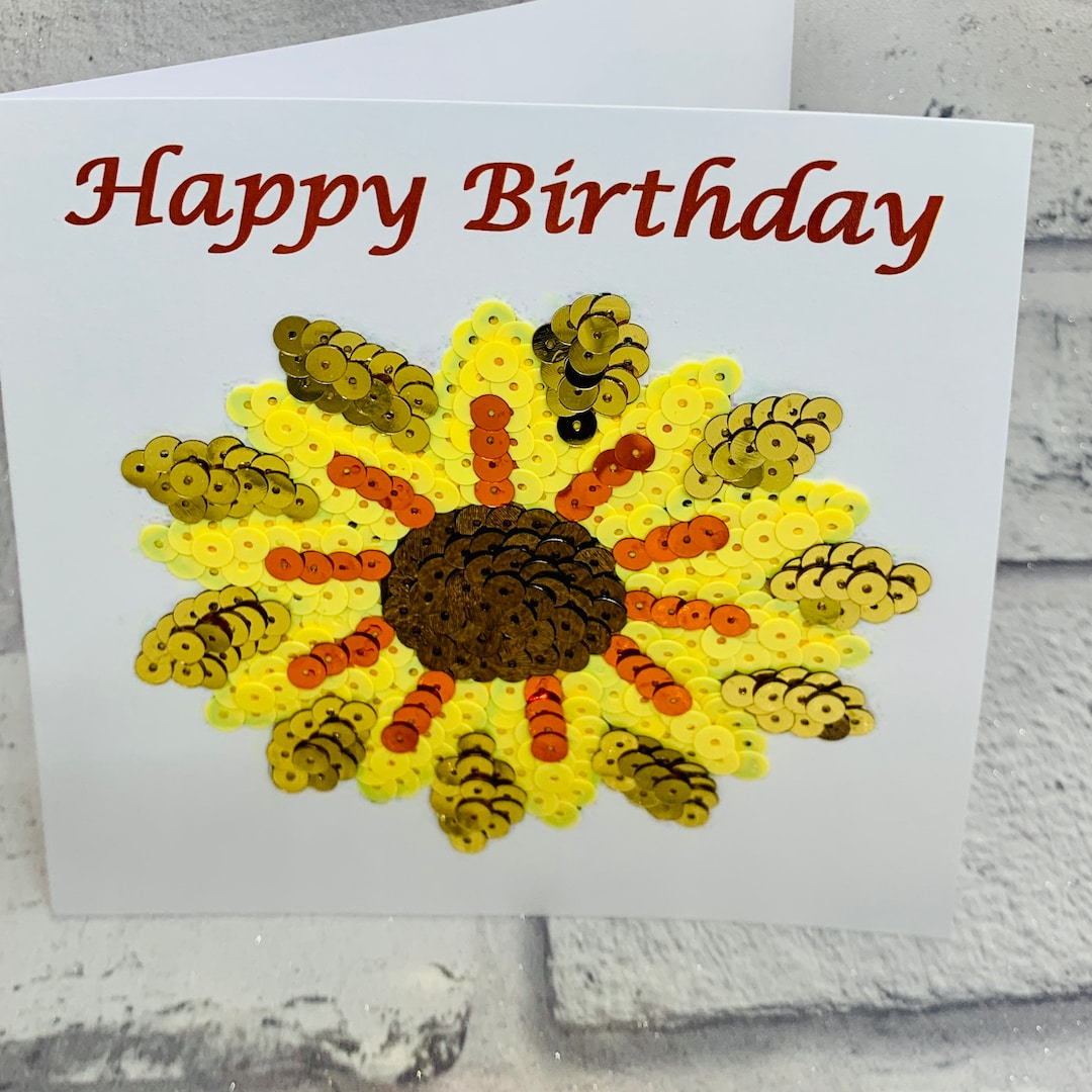 Custom Sunflower Birthday Card for Mum, Personalised Sunflower Card for