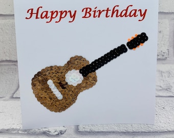 Custom Guitar Birthday card for kids, personalised musical card, guitar birthday card for her, card for music lover,  for musician, for him