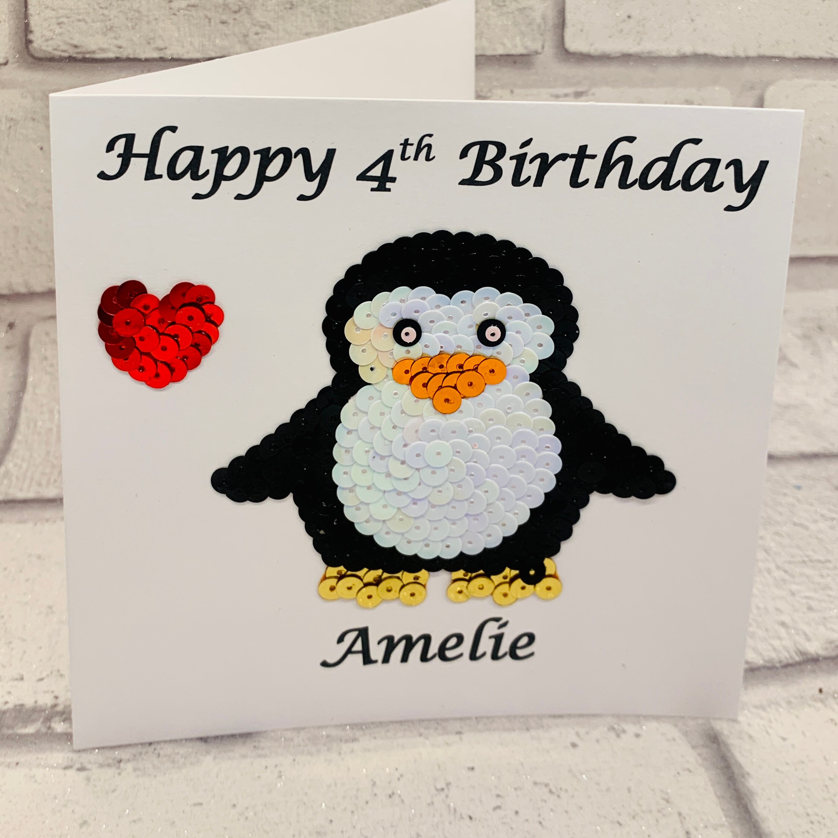 Custom Penguin Birthday Card for Child, Personalised Penguin Card ...