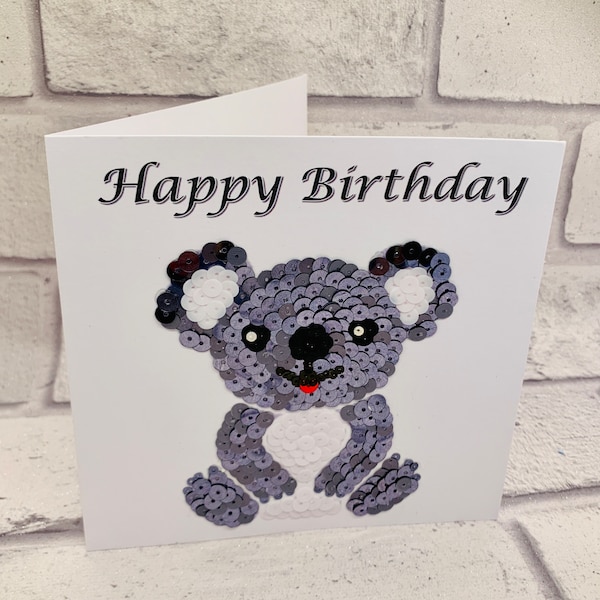 Custom Happy Birthday koala card for kids, personalised koala birthday card for her, cute koala card for daughter, for sister, for mum