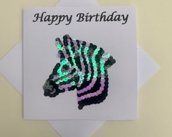 Custom Zebra Happy Birthday card for kids, personalised zebra card for daughter, safari birthday card for son, for child, for her, for him