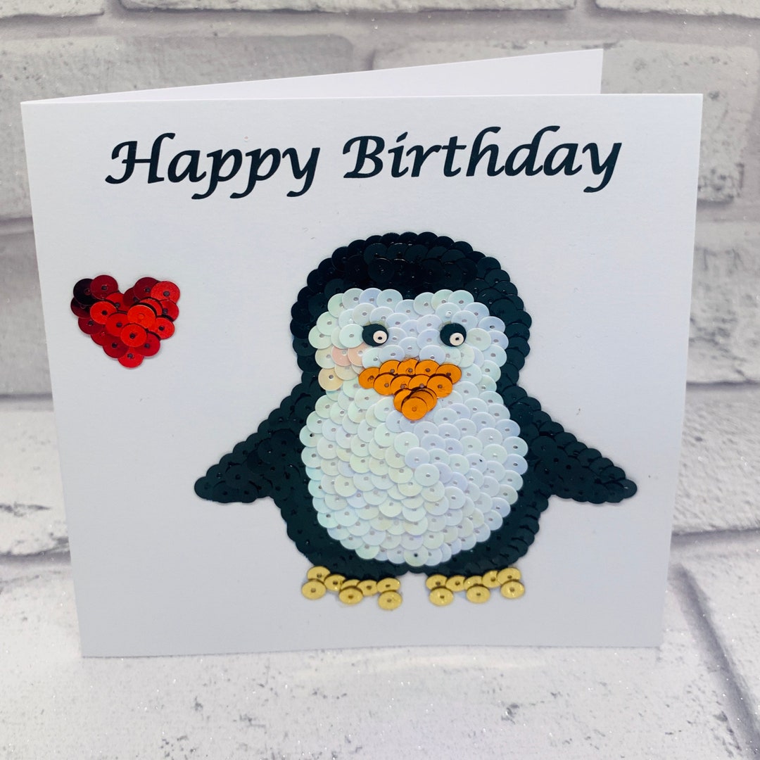 Custom Penguin Birthday Card for Child, Personalised Penguin Card ...