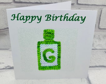 Carte Gin personnalisée pour amie, Carte d’anniversaire Gin Bottle pour elle, Carte pour amateur de gin, pour fille, Carte sur le thème de l’alcool pour la fête, personnalisée