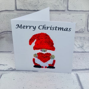 Personalised gnome Christmas card for children, custom handmade Gonk Xmas card for son, for daughter, for her, for him, sparkly card for