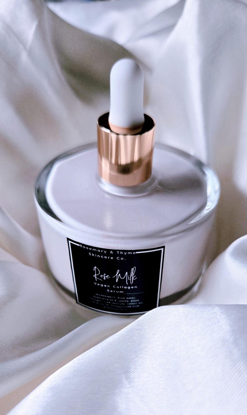 Rose Milk Rice Ceramide Serum With Vegan Collagen | Hyaluronic Acid | For Glowing Crease-free Makeup | Organic | Natural | Skincare image 3