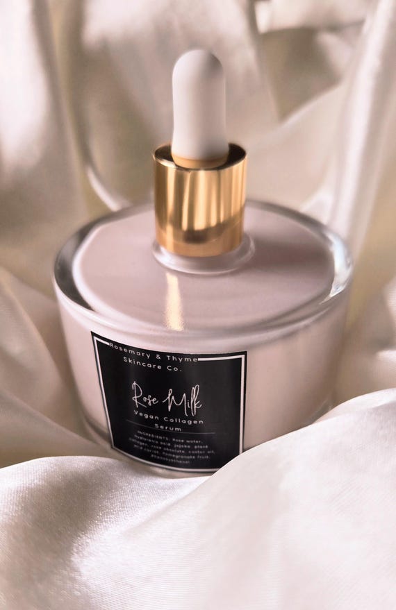 Rose Milk Rice Ceramide Serum With Vegan Collagen | Hyaluronic Acid | For Glowing Crease-free Makeup | Organic | Natural | Skincare