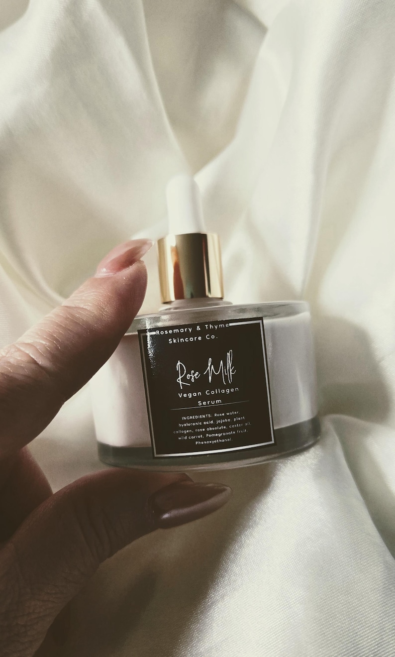 Rose Milk Rice Ceramide Serum With Vegan Collagen | Hyaluronic Acid | For Glowing Crease-free Makeup | Organic | Natural | Skincare image 7