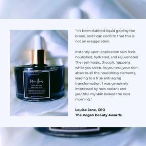 May include: A dark glass dropper bottle labeled Rosemary & Thyme Skincare Co. Moon Flower Micro-Nutrient Night Time Elixir. The label lists ingredients including Prickly Pear oil, Blue Tansy flower, Watermelon extract, Blueberry extract, and Calendula flower.