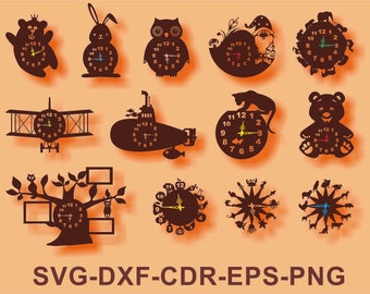 Babyklocka SVG, barnklockor, fotoram, SVG-filer för Cricut, väggdekor ovanför soffan, väggdekor över sängen, dxf, cdr, laserskurna filer
