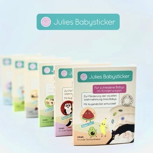 Julies Babysticker-ORIGINAL. 6x Dinos .Beruhigende Aufkleber f. Unterwegs im Kinderwagen, Kindersitz oder Babybett. Erstausstattung Textil Bild 9