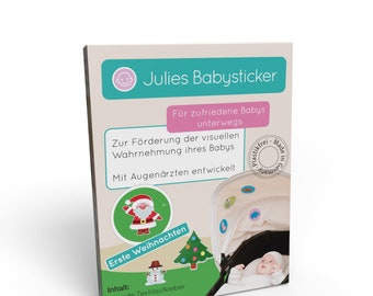 Babys erste Weihnachten-Textilaufkleber 6x aus hochwertiger Acetatseide. Weihnachtsgeschenk. Kinderwagenaufkleber. Sticker. Adventskalender