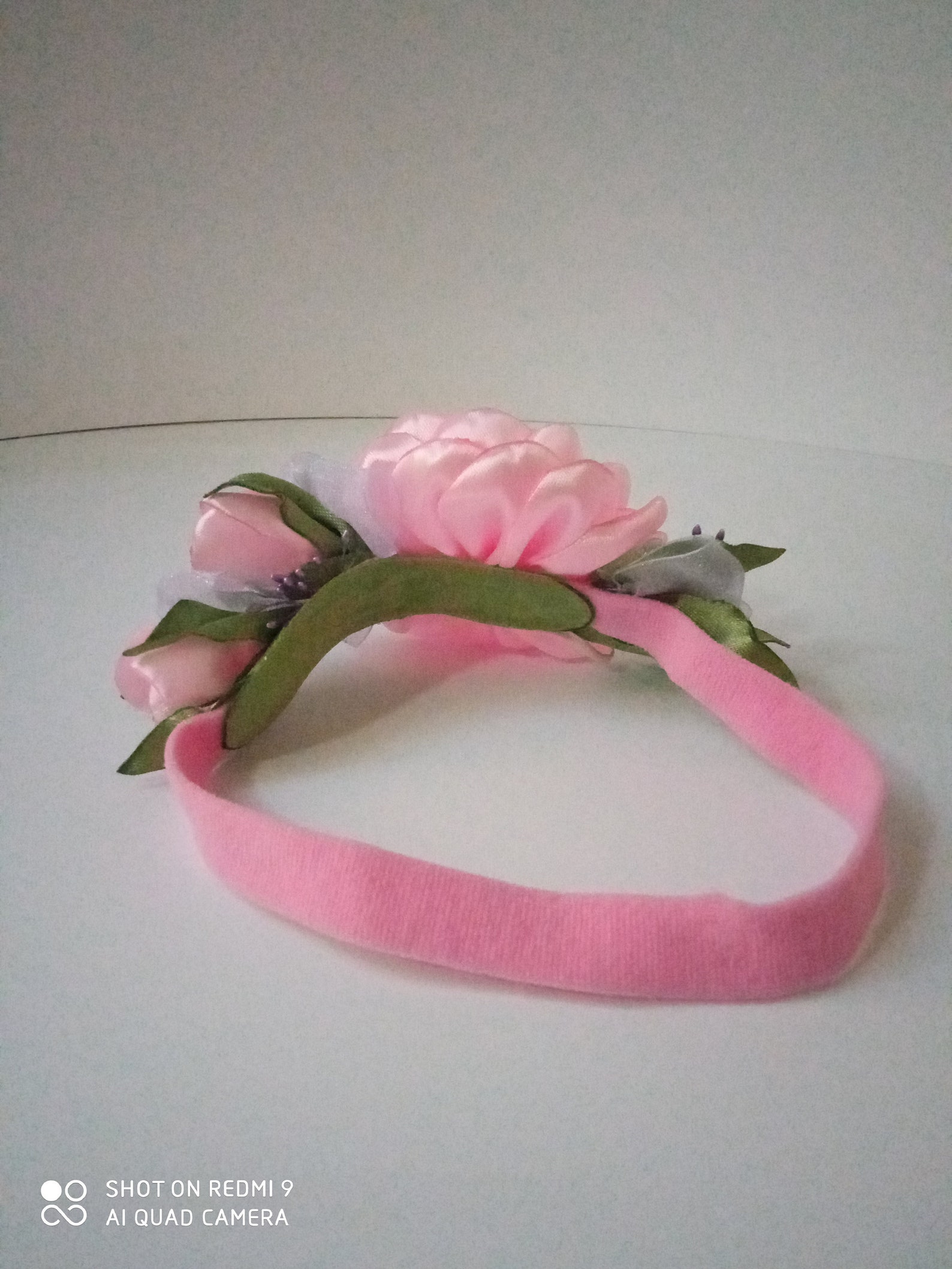 Pink headband for girls with ribbon flowers. Headband with Etsy