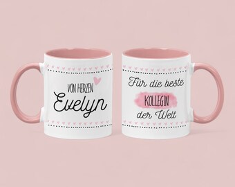 Beste Kollegin Tasse mit Namen | Geschenk für Kollegin | Geburtstagsgeschenk für Kollegin | personalisierte Tasse | Rosa Tasse