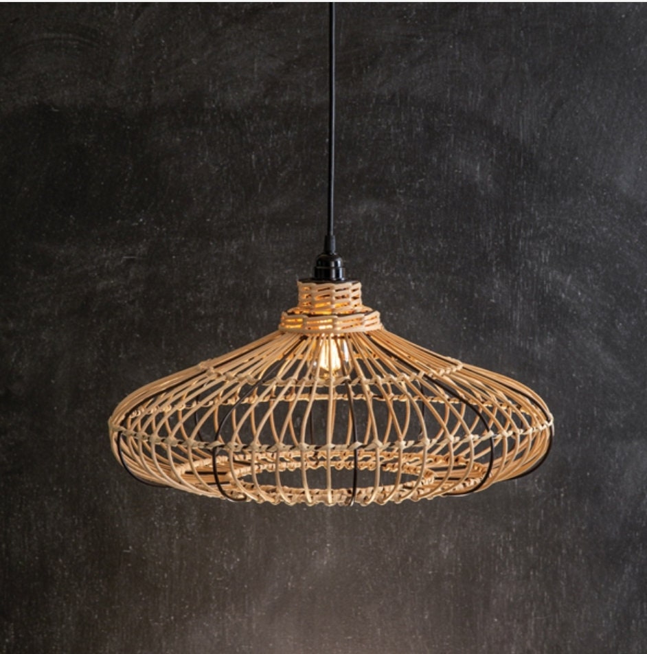 Rattan Pendant Lamp Rattan Pendant Light Boho Pendant Etsy