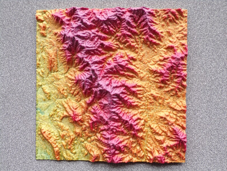 Gatlinburg Clingmans Dome Smoky Mountains Mount Le Conte 3D Topographical Print