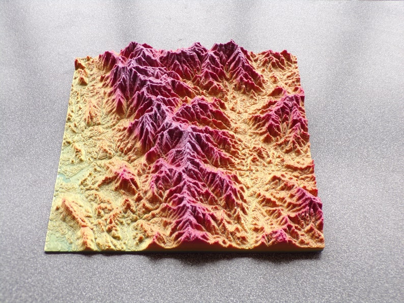 Gatlinburg Clingmans Dome Smoky Mountains Mount Le Conte 3D Topographical Print