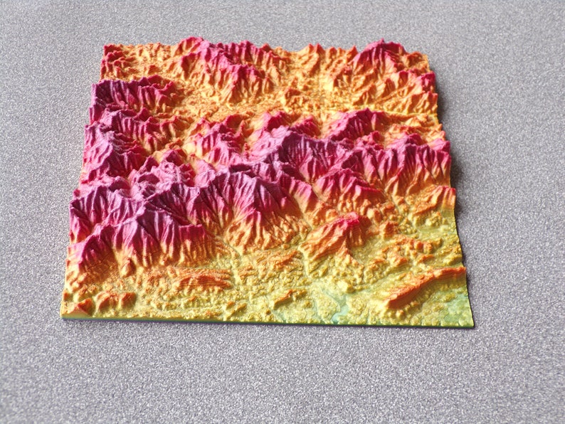 Gatlinburg Clingmans Dome Smoky Mountains Mount Le Conte 3D Topographical Print