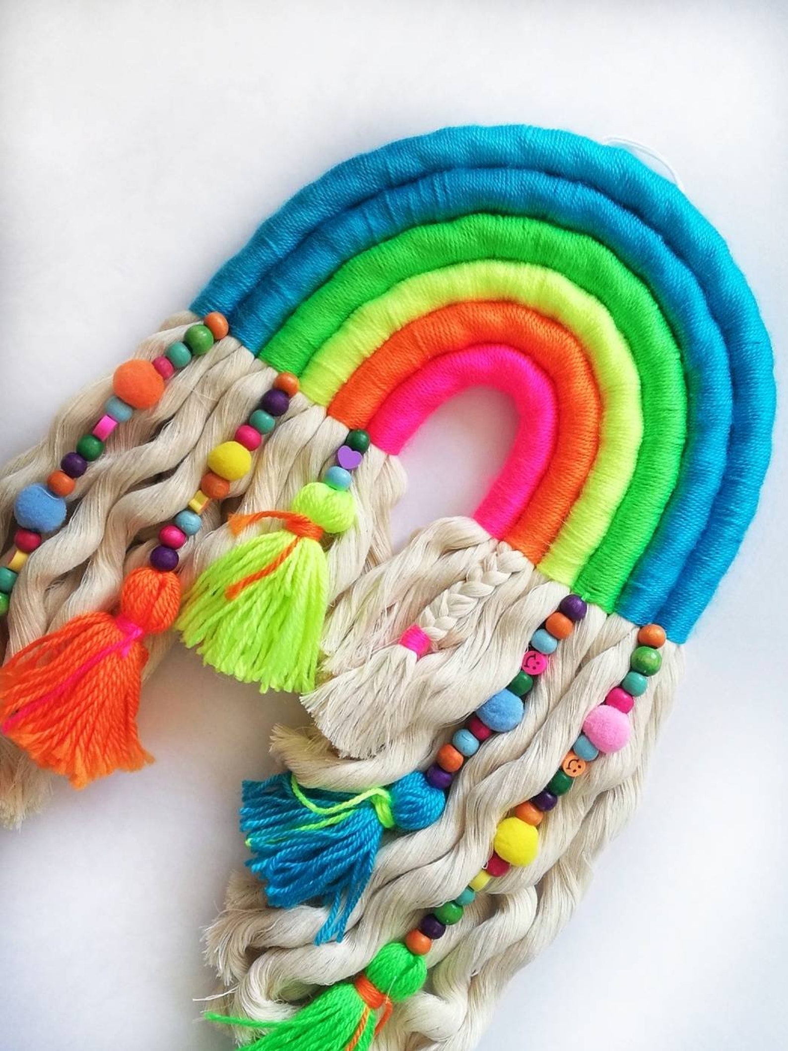 Custom neon modern macrame Large rainbow wall hanging Boho Etsy