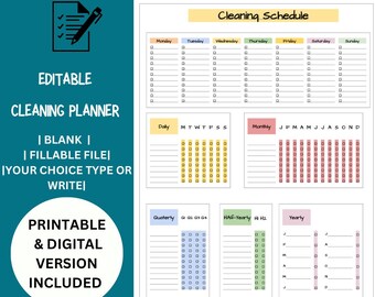 Editable Cleaning Planner Template | Cleaning Schedule | Cleaning ...