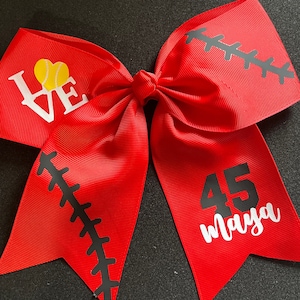 Personalisierte Softball Bögen | Haarschleifen für Team | Aufmunterung Bogen | Personalisierte Team Bögen | Zopfbögen | Valentinstag | St. Patrick&#39;s Day