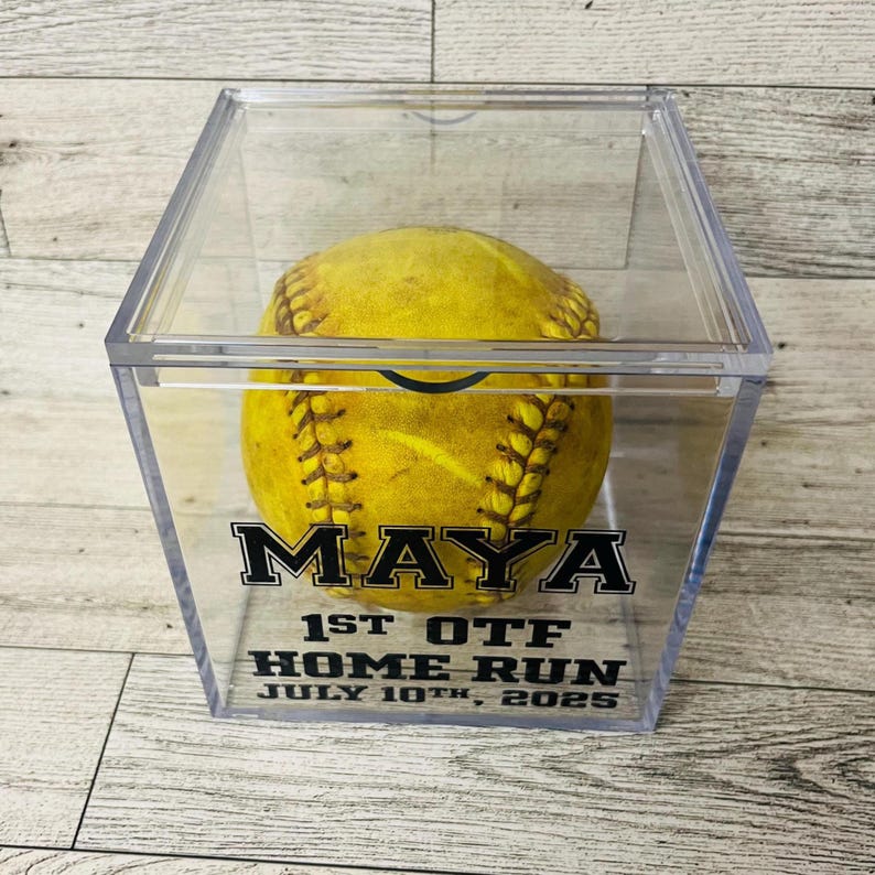 Softball Spectating Box Personalized Display Case for Softball | Clear Acrylic Ball Holder ...