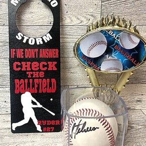 Custom Doorknob Sign| Room Decoration for Baseball Softball | Personalized Team Doorknob Hanger | Hotel Door Decoration Sports