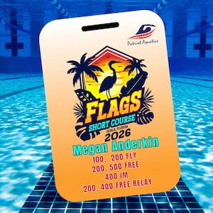 Etichetta per borsa della squadra di nuoto / Badge identificativo impermeabile personalizzato / Accessorio per attrezzatura termica per gare di nuoto / Zaino, valigia e borsone personalizzati