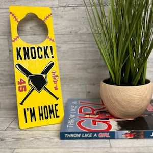 Custom Doorknob Hanger | Personalized Door knob hanger | Softball Door Hanger | Baseball Door Hanger | Sports decor