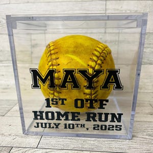 Personalized Display Case for Softball | Clear Acrylic Ball Holder | Showcase box | Game Ball | MVP | Coaches Gift | Senior Night