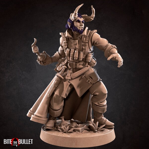 Tiefling Artificer | Hero, Rogue, Artificer, Wizard  | 32mm / 28mm Fantasy Miniature, D&D, Wargames, Tabletop | Bite The Bullet