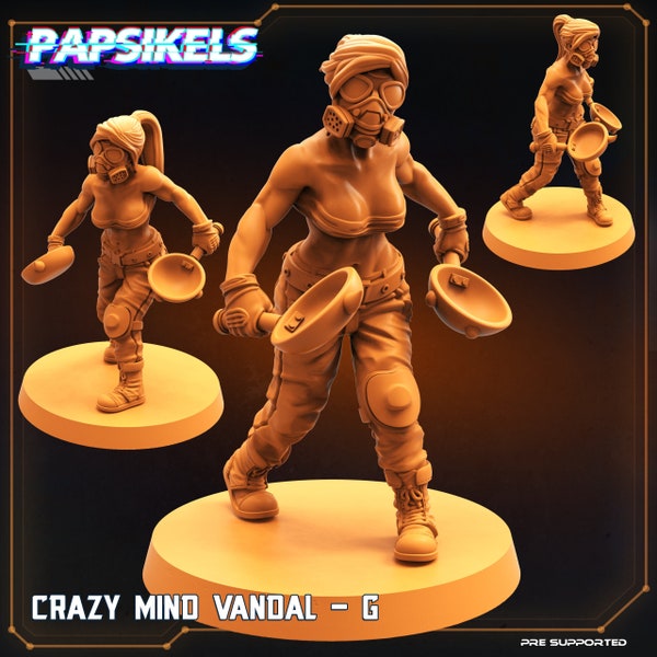 CrazyMind Vandal G | Postnuclear Fighter, Cyberpunk | 32mm 28mm Scifi Miniature, D&D, Wargames, Starfinder, Shadowrun, Stargrave | Papsikels