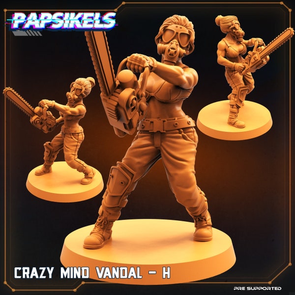 CrazyMind Vandal H | Postnuclear Fighter, Cyberpunk | 32mm 28mm Scifi Miniature, D&D, Wargames, Starfinder, Shadowrun, Stargrave | Papsikels