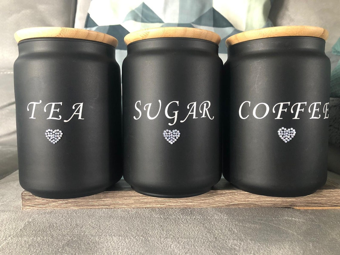 Tea coffee and sugar jars set of 3 Etsy