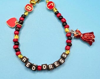 Red Dress Jonas Inspired Friendship Bracelet (7-inch)  Burning Up | Bros  | Concerts | Boy Bands | Album | The Tour Nick Joe Gifts For Her