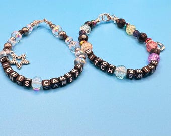 Lights Camera" "Bitch Smile" set of Taylor inspired friendship bracelets (7.5 inches) | TTPD | Eras | TS   | Songs | Beaded Bracelet