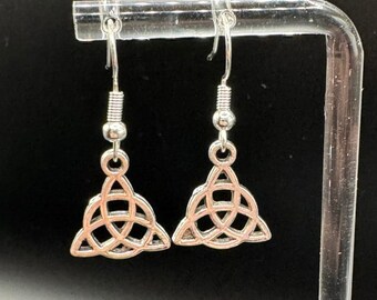 Charmed-inspired "Triqetra" silver dangle earrings