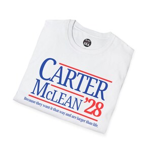 Carter/McLean 28 Election Humor T-shirt Boy Bands Unisex Softstyle Tee, Zabawna polityczna koszulka graficzna, Męska damska koszulka wyborcza, Humorystyczny