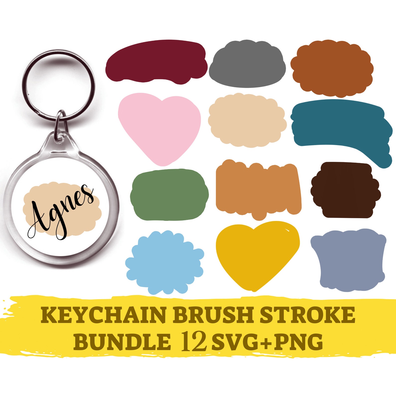 12 Keychain Background Svg Bundle Keyring svg Paint Brush | Etsy