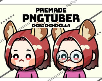 Chinchilla PNGTuber | Premade Chibi PNGTuber Reactive Avatar for Streaming on Twitch, YouTube, and Discord