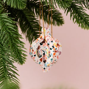 3D Christmas Tree Decoration, Terrazzo Bauble, Colourful Star Ornament, Xmas Stocking Filler, Rainbow Crimbo, Secret Santa for Colleague image 2