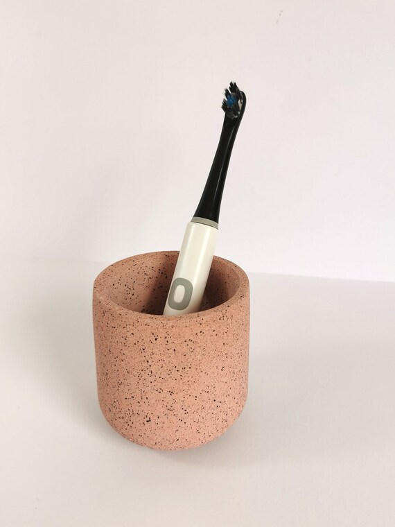 Pink Toothbrush Holder Concrete Toothbrush Holder Pink Etsy